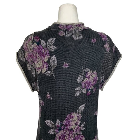 Free People Elaine Maxi Dress XS Floral Knit Distressed Hem Oversized Bohemian - Picture 7 of 14